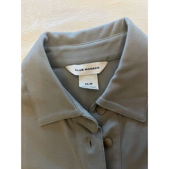 Club Monaco Short Sleeve Sage Belted Button Down Shirt Dress Size XS - Picture 4 of 7